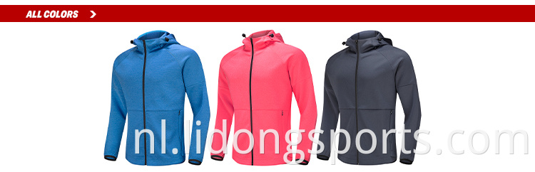 Top verkopen China Custom Made Zipper Polyester Jackets met hoodies unisex gewoon ritssluiting op hoodie